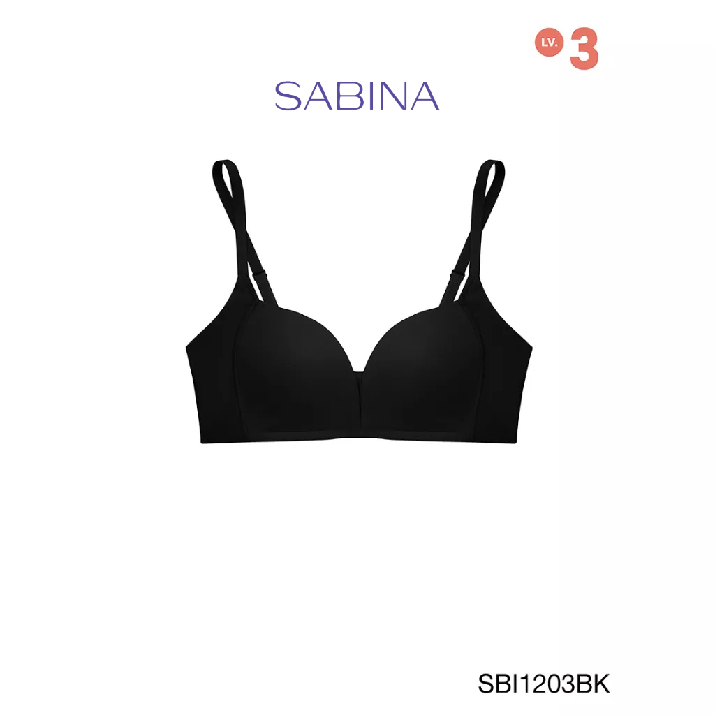 Sabina เสื้อชั้นใน Invisible Wire (ไม่มีโครง) Seamless Fit รุ่น Modern V รหัส SBI1203BK สีดำ