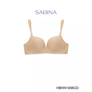 Sabina เสื้อชั้นใน Habpy Push Invisible Wire (ไม่มีโครง) ฟองน้ำดันทรงธรรมชาติ รหัส HBHN1006CD สีเนื้อเข้ม