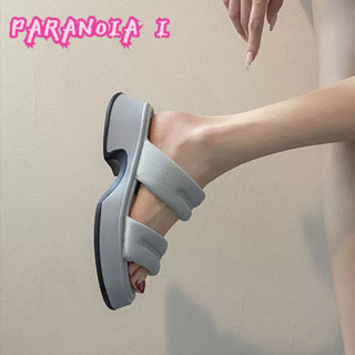 PARANOIA  I   รองเท้าแตะของผู้หญิงสวมด้านนอกฤดูร้อนสไตล์ร้อนสุทธิสีแดงทั้งหมดตรงกับรองเท้าแตะคำพื้นหนากันลื่นและรองเท้าแตะ