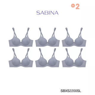 Sabina ซาบีน่า เสื้อชั้นใน (Set 6 ชิ้น) (มีโครง) Seamless Fit รุ่น S-Sixnatuer บัวตูม รหัส SBXS2200SL สีเทาอ่อน