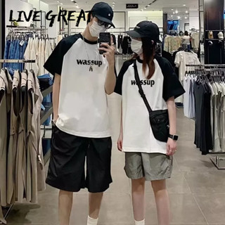 LIVE GREAT เสื้อยืดผู้ชายฤดูร้อนเรียบง่ายพิมพ์แฟชั่นเทรนด์ใหม่คอกลมยอดนิยมยอดนิยมสำหรับเยาวชน