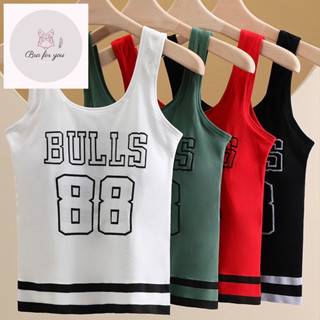 เสื้อกล้ามครอป🏀แฟชั่นใส่สบาย🏀 สกรีน Bulls88 BFY-1002