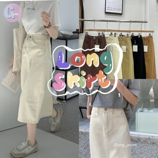 Gang_jeans #637(โค้ด SEPGAA ลด 30.-)กระโปรงยาวผ่าหลังงานป้าย K (ผ้ายีนส์ฟอก) เอวสูง กระโปรงยาว กระโปรงแฟชั่น