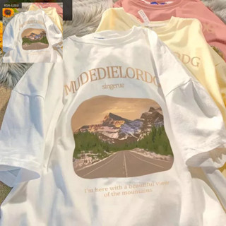 เสื้อยืดแขนสั้นพิมพ์ลายการ์ตูน ทรงหลวมสไตล์เกาหลี oversize เสื้อผ้าแฟชั่นน่ารัก เสื้อโอเวอร์ไซส์ผู้หญิงวินเทจ ผ้านิ่มมาก