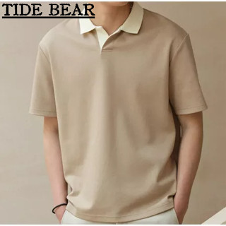 TIDE BEAR เสื้อโปโลแขนสั้นลําลอง ทรงหลวม สวมใส่สบาย เข้ากับทุกการแต่งกาย แฟชั่นฤดูร้อน สําหรับผู้ชาย