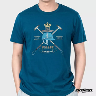 GALLOP : เสื้อยืดผ้าคอตตอนพิมพ์ลาย Graphic Tee รุ่น GT9113 สีน้ำเงิน