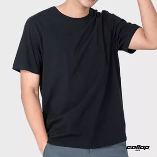 GALLOP : Mens Wear เสื้อยืดคอกลม (Round-necked) รุ่น ชายโค้ง GBT9002 สี Black - ดำ