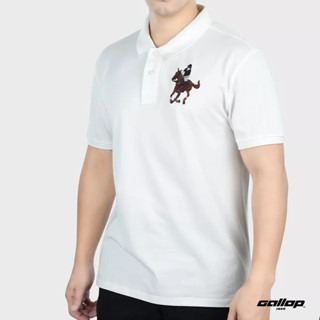 GALLOP : PIQUE POLO SHIRTS เสื้อโปโล ผ้าปิเก้ สีพื้น รุ่น GPP9000 สีขาว