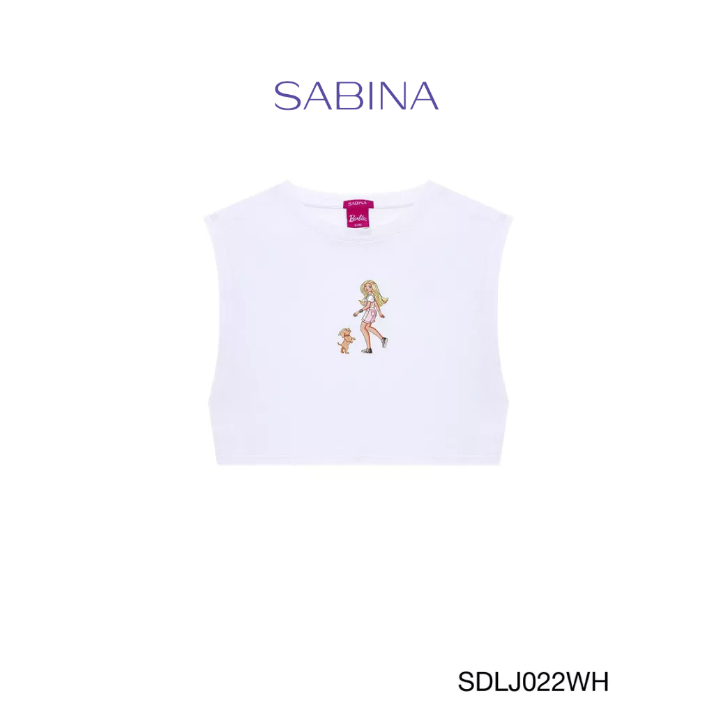 SABINA  Barbie เสื้อยืดลำลอง รหัส SDLJ022WH สีขาว