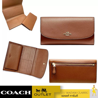 ของแท้ 💯% กระเป๋าสตางค์ COACH F16613 CHECKBOOK WALLET IN POLISHED PEBBLE LEATHER (IMEB0) [F16613IMEB0] [F16613IMEB0]