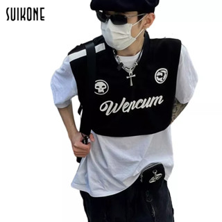 Suikone   เสื้อกั๊กผู้ชาย แฟชั่น เรียบง่าย ญี่ปุ่น กีฬายอดนิยม ครึ่งตัวยาว เสื้อยืดแขนกุด ใส่ได้ทั้งผู้ชายและผู้หญิง