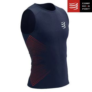 Compressport เสื้อวิ่งแขนกุด Performance Tank MEN ใส่เล่นกีฬากลางแจ้ง สีใหม่ น้ำเงิน SALUTE/HIGH