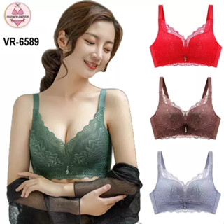 VR-6589 เสื้อชัั้นในแต่งผ้าลูกไม้ไร้โครง กระชับเก็บทรงสวย มีไซส์32-40 พร้อมจัดส่งในไทย ไม่ต้องรอพรีออเดอร์