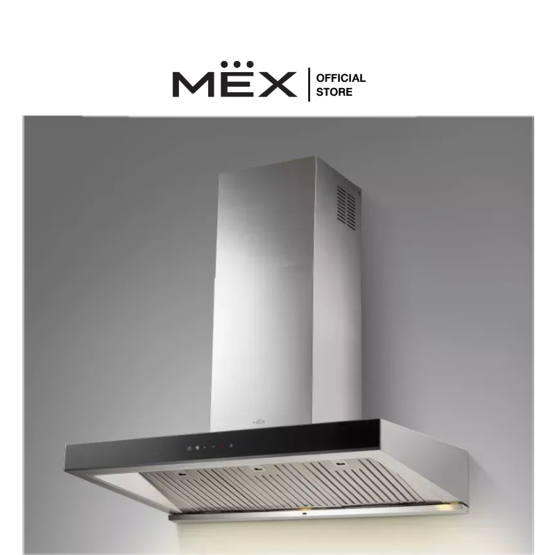 MEX รุ่น K638BFX90 เครื่องดูดควันกระโจมทรงกล่องระบบสัมผัส ขนาด 90 ซม. (Baffle Filter)
