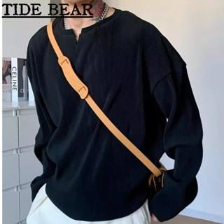 TIDE BEAR  ออกแบบระดับไฮเอนด์ผ้าม่านจีบหลวมสบายๆจุดต่ำสุดรอบคอวีแขนยาวด้านบน