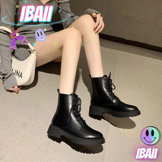 IBAII.  รองเท้าบู้ทมาร์ตินกำมะหยี่หนานุ่มสไตล์อังกฤษสไตล์อินเทรนด์สำหรับผู้หญิง