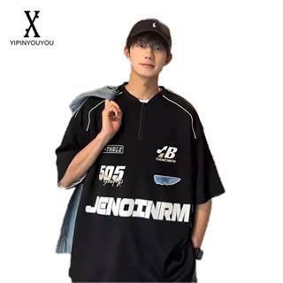 YIPINYOUYOU 2023 เสื้อยืดแขนสั้นสไตล์ Urban เทรนด์แฟชั่นใหม่ของผู้ชายเสื้อยืดแนวสตรีทสปอร์ต