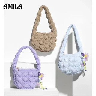 AMILA carlyn soft bag กระเป๋าใต้วงแขน นักเรียน แฟชั่นพับได้ เวอร์ชั่นเกาหลี กระเป๋าขนมจีบไหล่ลง มีจี้