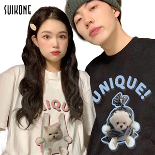 Suikone   เสื้อยืดแขนสั้นพิมพ์ลายน่ารักแฟชั่นใหม่ระดับไฮเอนด์สามารถสวมใส่ได้ทั้งชายและหญิง