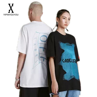 YIPINYOUYOU  ผู้ชายใหม่สไตล์อเมริกันย้อนยุคถนนสไตล์เสื้อยืดแขนสั้นแฟชั่นพิมพ์ตัวอักษรเสื้อยืดทั้งชายและหญิงสามารถสวมใส่เสื้อผ้าคู่