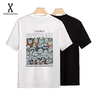 YIPINYOUYOU ใหม่เสื้อยืดพิมพ์ลายการ์ตูนหมีแพนด้าแขนสั้นเสื้อยืดแฟชั่นสไตล์คนเมืองสามารถสวมใส่ได้ทั้งชายและหญิง