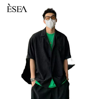 ESEA เสื้อเชิ้ตผู้ชายขี้เกียจทุกเทรนด์เสื้อเชิ้ตผู้ชายญี่ปุ่นอารมณ์มาตรฐานวรรณกรรมแขนสั้นใหม่