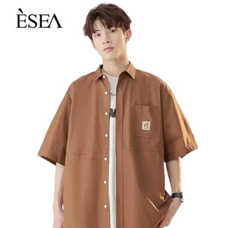 ESEA เสื้อเชิ้ตผู้ชายแฟชั่นวินเทจสไตล์ญี่ปุ่นและเกาหลีฤดูร้อนใหม่หล่อพิมพ์บางเสื้อเชิ้ตผู้ชาย