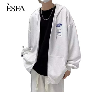 ESEA เสื้อโค้ทผู้ชาย: ฤดูใบไม้ร่วงและฤดูหนาวมีฮู้ดแฟชั่นทุกวันแฟชั่นลําลองพิมพ์สีทึบใหม่ผู้ชายหลวมเสื้อโค้ท