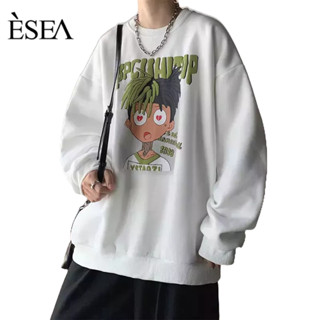 ESEA เสื้อสเวตเตอร์ผู้ชาย, แบรนด์อินเทรนด์ฤดูใบไม้ผลิและฤดูใบไม้ร่วง, สไตล์ยุโรปและอเมริกา, ความรู้สึกระดับไฮเอนด์ของแฟชั่น, พิมพ์หลวม, เสื้อสเวตเตอร์แขนยาวลําลองของผู้ชาย