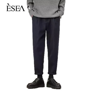 ESEA กางเกงขายาวสไตล์สมบูรณ์แบบกางเกงขายาวสีน้ำตาลสุภาพบุรุษเก็บความร้อนผ้ายืดตรงขนาด 9 กางเกงสบาย ๆ