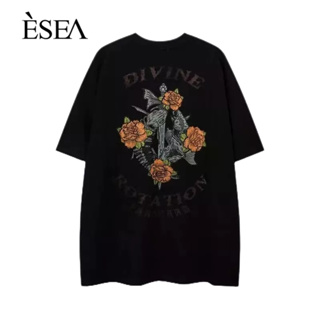 ESEA แนวโน้มเสื้อยืดผู้ชายฮาราจูกุแฟชั่นคอกลมเสื้อยืดผู้ชายอารมณ์เรียบง่ายแขนสั้นใหม่