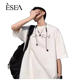 ESEA เสื้อยืดผู้ชายพิมพ์ลายแฟชั่นวัยรุ่นแขนสั้นคอกลมลำลองผู้ชายแขนสั้น