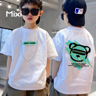 MIXI  เสื้อยืดเด็กแขนสั้นผ้าฝ้ายคอกลมลำลองสำหรับเด็กผู้ชาย MIX218