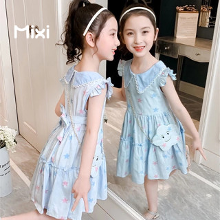 MIXI  ชุดเจ้าหญิงเด็กผู้หญิงฤดูร้อนคอปกเสื้อกล้ามชุดเจ้าหญิง MIX179