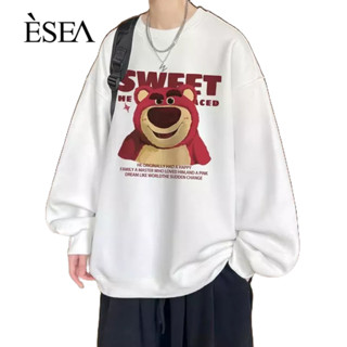 ESEA เสื้อสเวตเตอร์ผู้ชายฤดูใบไม้ผลิและฤดูใบไม้ร่วงแบรนด์แฟชั่นสไตล์ยุโรปและอเมริกาสตรอเบอร์รี่หมีคอกลมไม่มีกลิ่นอายแฟชั่นยอดนิยมเสื้อสเวตเตอร์ผู้ชาย