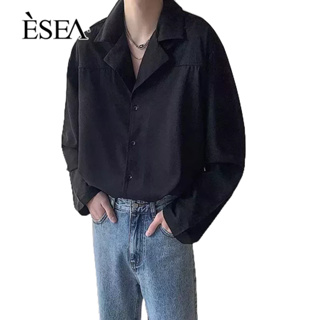 ESEA การออกแบบเสื้อเชิ้ตผู้ชายความรู้สึกระดับไฮเอนด์แฟชั่นซอกหลวมหล่อเสื้อเชิ้ตแขนยาวผู้ชาย