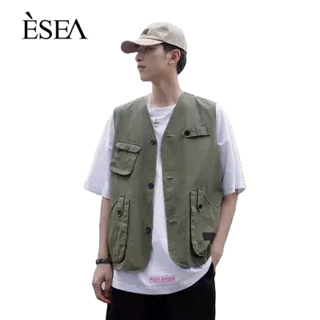 ESEA ผู้ชายขับรถแนวโน้มแฟชั่นเสื้อกั๊กสำหรับผู้ชายหลวมเสื้อกั๊กเสื้อกั๊กชายเสื้อกั๊ก ผู้ชาย