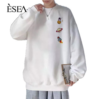 ESEA เสื้อสเวตเตอร์ผู้ชายแฟชั่นรุ่นเกาหลี crewneck INS สไตล์เยาวชนวรรณกรรมศิลปะผู้ชายเสื้อสเวตเตอร์พิมพ์หลวม