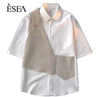 ESEA เสื้อเชิ้ตผู้ชายแฟชั่น, เสื้อเชิ้ตผู้ชายลายคู่หลวม ๆ