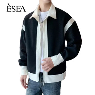 ESEA เสื้อโค้ทผู้ชายแบรนด์อินเทรนด์ฤดูใบไม้ผลิและฤดูใบไม้ร่วงความรู้สึกระดับไฮเอนด์ซิปแฟชั่นแฟชั่นยอดนิยมถนนสีบล็อกเสื้อโค้ทผู้ชาย