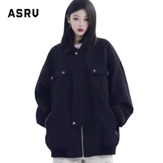 ASRV แจ็คเก็ตฮาราจูกุแขนยาวใหม่สีทึบวรรณกรรมปกเยาวชนยอดนิยมของผู้ชายซิปแจ็คเก็ตธรรมดามาตรฐาน