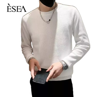 ESEA เสื้อกันหนาวผู้ชายอินเทรนด์ฤดูใบไม้ร่วงและฤดูหนาวคอกลมถักง่ายสีทึบแฟชั่นวินเทจผู้ชายแขนยาวเสื้อกันหนาว