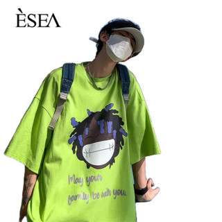 ESEA พลัสขนาดผู้ชายแขนสั้นหลวมพอดีเสื้อพิมพ์ลายพิมพ์เสื้อหลวมหลวมด้านบน