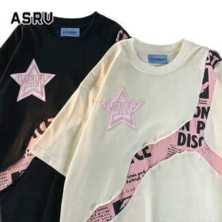 ASRV ฤดูร้อนหลวมแขนห้าในสี่แนวโน้มรอบคอถนนฮาราจูกุเสื้อยืดญี่ปุ่นอินเสื้อยืดแฟชั่นใหม่