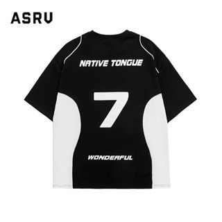 ASRV เสื้อยืด เยาวชนยอดนิยมข้อความดิจิตอลแฟชั่นตัวอักษรแบรนด์อินเทรนด์อารมณ์ญี่ปุ่นผู้ชายรอบคอเสื้อยืดแขนสั้น