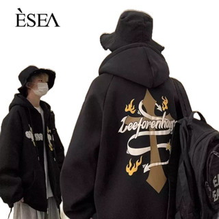 ESEA เสื้อสเวตเตอร์ผู้ชายแบรนด์อินเทรนด์ความรู้สึกระดับไฮเอนด์ฤดูใบไม้ผลิและฤดูใบไม้ร่วงใหม่ถนนพิมพ์มีฮู้ดหลวมเสื้อสเวตเตอร์ลําลองของผู้ชาย