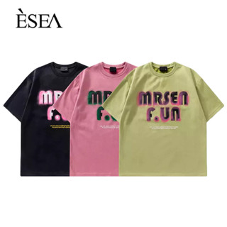 ESEA เสื้อยืดผู้ชาย หลวม อินเทรนด์ เสื้อยืดผู้ชายทุกการแข่งขัน พิมพ์ลายตัวอักษร แฟชั่นไฮสตรีท แขนสั้นผู้ชาย