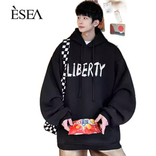 ESEA เสื้อคลุมชายสวมหมวกเด็กนักเรียนวัยรุ่นเสื้อคลุมหลวม  การเชื่อมต่อแบบเรียบง่าย