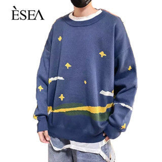 ESEA เสื้อทันสมัยแขนยาวรอบคอเสื้อคอกลมสำหรับผู้ชายวันสบาย ๆ เสื้อกีฬายอดนิยม