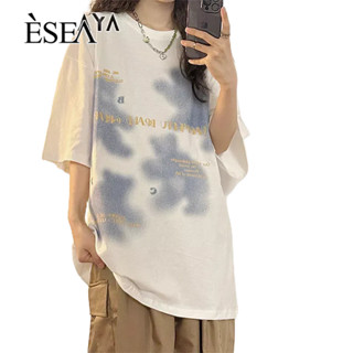 ESEA เสื้อยืดผู้ชายคู่สบาย ๆ เสื้อยืดผู้ชายบุคลิกภาพหมีพิมพ์แฟชั่นแขนสั้น